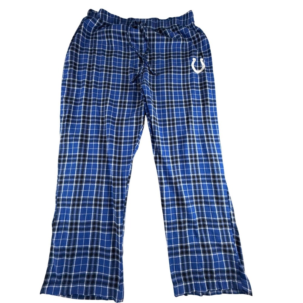 NFL Indianapolis Colts Pajama Pants Plaid Blue White Men's Sleepwear